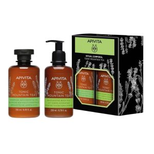 et Gel Apivita Tonic Mountain Tea de Ducha 250 mL + Crema Corporal 200 mL - AuroSkin Chile